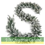 HomeKaren Christmas Garland 9 Ft by 12 Inch Prelit Fraser Fir Xmas Garland with 50 LED Lights, Real Like Lush and Classics Green Style for Indoor Outdoor Home Decoration - Retail: $39
