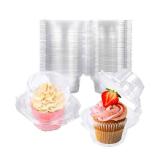 NPLUX 100 Pack Individual Cupcake Containers Plastic Cupcake Boxes Cupcake Holders Stackable Deep Dome Cupcake Carrier - Retail: $18