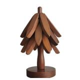 Wooden Trivets for Hot Dishes, 3 Wooden Tree-Trivet Set, Wood Coasters Like Christmas-Tree - Retail: $15