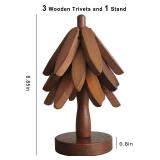 Wooden Trivets for Hot Dishes, 3 Wooden Tree-Trivet Set, Wood Coasters Like Christmas-Tree - Retail: $15