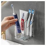 Toothbrush Holders for Bathrooms, 3 Slots Detachable Electric Toothbrush Holder Wall Mounted with Divider, Removable Tooth Brush and Toothpaste Holder Organizer for Bathroom/Kitchen/Office - Retail: $