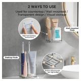 Toothbrush Holders for Bathrooms, 3 Slots Detachable Electric Toothbrush Holder Wall Mounted with Divider, Removable Tooth Brush and Toothpaste Holder Organizer for Bathroom/Kitchen/Office - Retail: $