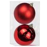 GnFlus Large Shatterproof Christmas Ball Ornaments, Red, 5.9\" (2 Pcs), Classic Style, Hanging, Plastic, Christmas, Birthday, New Year, Anniversary, Valentine