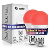 Neporal 3W 625nm Red Light Bulbs for Sleep, 100% Blue Light Blocking Bulb, Red Light Night Light for Melatonin Promoting, A19 40W Equivalent Dim Light Bulbs for Bedroom, Baby Nursery,2 Pack - Retail: 