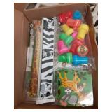 BenLouis 120Pcs Jungle Safari Party Favors Zoo Animals Sticker Stampers Slap Bracelets School Stationery Set Bulk Classroom Prizes for Kids Wild One Party Baby Shower Goodie Bags Fillers - Retail: $22