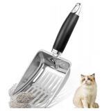 NewGF Stainless Steel Cat Litter Scoop,Metal Cat Litter Scoop,Kitty Metal Scooper,Sturdy Mesh Scooper,Suitabla cat Scooper for Cat Litter Box(Sliver) - Retail: $7