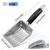 NewGF Stainless Steel Cat Litter Scoop,Metal Cat Litter Scoop,Kitty Metal Scooper,Sturdy Mesh Scooper,Suitabla cat Scooper for Cat Litter Box(Sliver) - Retail: $7