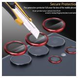 Rayorcon Camera Lens Protector for Samsung Galaxy S25 Ultra, Tempered Glass Lens Protector Aluminum Alloy Ring Camera Cover Fits for Samsung Galaxy S25 Ultra Red - Retail: $7