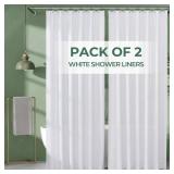 AmazerBath Shower Curtain Liner 2 Pack, 72 x 96 Inches Extra Long PEVA Plastic Shower Liner with Heavy Duty Stones and 12 Rustproof Metal Grommet, Lightweight Waterproof Shower Curtain - White - Retai