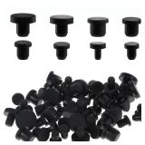 80 PCS Rubber Plugs for Round Holes, 8 Sizes Silicone Rubber Hole Plug Round Waterproof Silicone Plugs Black Plastic T-Type Hole Plug Soft Flexible Stoppers for Powder Coating Pipes Holes Flower Pots 