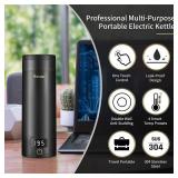 Sekaer Travel Electric Tea Kettle Portable Small Mini Coffee Kettle, with 4 Variable Presets, Personal Hot Water Boiler 304 Stainless Steel with Auto Shut-Off & Boil Dry Protection, SY-618B - Retail: 
