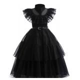 Gunaniti Black Dress Up Costume for Girls Birthday Party Halloween Cosplay Outfit with Accessories 3-12Y (6-7 Years, Black) - Retail: $26