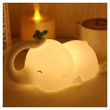 MAGOHMT Silicone Elephant Night Light for Kids - 3-Level Dimmable & Rechargeable LED Lamp, Touch Control Soft Animal Light for Nursery, Baby Room Decor, No Charging Chord  - Retail: $17