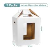 Wowxyz 3 Pack Tall Cake Boxes for Tier Cakes 10x10x12 Inch Disposable Layer Tall Cake Baking with Window Large Tierd Bakery Take Out Transport Containers with Handle for Wedding, Birthday, Party - Ret