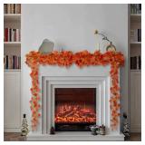 Freyalife Fall Leaf Garland for Room Decor(12 Pack),Artificial Maple Leaves,Autumn Hanging Vines Red Ivy Plant for Bedroom Wall Decor Thanksgiving Halloween Christmas WeddingParty Garden Fireplace - R