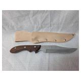 Fixed Blade Hunting Knife with Leather Sheath