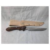 Fixed Blade Hunting Knife with Leather Sheath