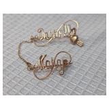 Gold Wire Name Brooch with Heart Charm