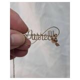 Gold Wire Name Brooch with Heart Charm