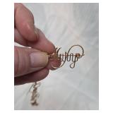 Gold Wire Name Brooch with Heart Charm