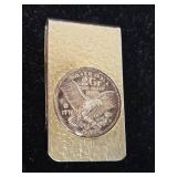 Money clip with Eagle 2 gm 0.999 fine silver coin inset