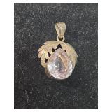 Rose Quartz Leaf 925 silver Pendant