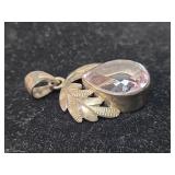 Rose Quartz Leaf 925 silver Pendant