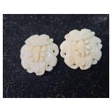 Pair of real ivory clip-on earrings