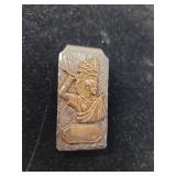 Cool Mexican silver money clip=, with 14 kt gold-plated indian.