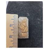 Cool Mexican silver money clip=, with 14 kt gold-plated indian.