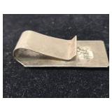 Cool Mexican silver money clip=, with 14 kt gold-plated indian.