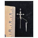 Silver Victorian Kilt Pin with Chain