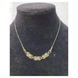 Gold Tone Scroll Design Statement Necklace