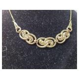 Gold Tone Scroll Design Statement Necklace