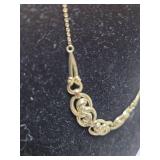 Gold Tone Scroll Design Statement Necklace