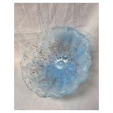Murano Glass Blue Shell Bowl with Copper Flecks