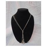 Two-Tone Snake Chain Tassel Necklace