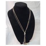 Two-Tone Snake Chain Tassel Necklace
