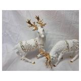 LARGE BEAUTIFUL White and Gold Holiday Sleigh Figurine