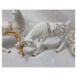 LARGE BEAUTIFUL White and Gold Holiday Sleigh Figurine
