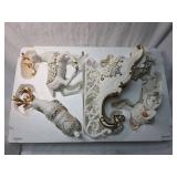 LARGE BEAUTIFUL White and Gold Holiday Sleigh Figurine