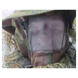Military Woodland Ghillie Hat with Mesh Face Cover