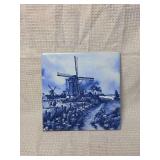 Dutch Windmill Scene Ceramic Tile