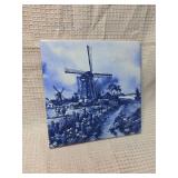 Dutch Windmill Scene Ceramic Tile