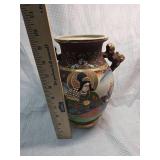 Japanese Satsuma Style Moriage Vase with Figures
