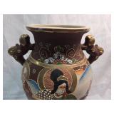 Japanese Satsuma Style Moriage Vase with Figures