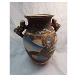 Japanese Satsuma Style Moriage Vase with Figures