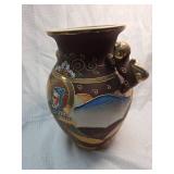 Japanese Satsuma Style Moriage Vase with Figures