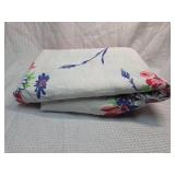 Floral Print White Cotton Tablecloth