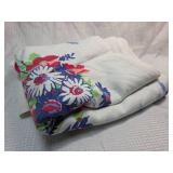 Floral Print White Cotton Tablecloth